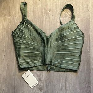NWT Abercrombie & Fitch green cropped satin top